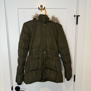 Lauren Ralph Lauren Down Puffer Jacket. Faux Fur. Causal, Preppy, Outdoor. Small